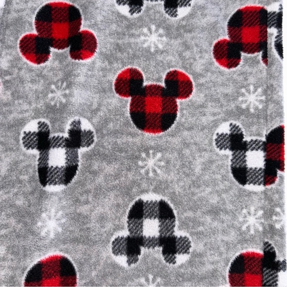 Women’s Mickey Mouse Pajama Pants – Size Small | Buffalo Plaid & Snowflake Print - Picture 4 of 5